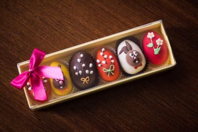 Handmade nougat and marzipan Easter eggs